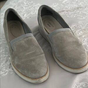 Clarks Gray Suede Loafers